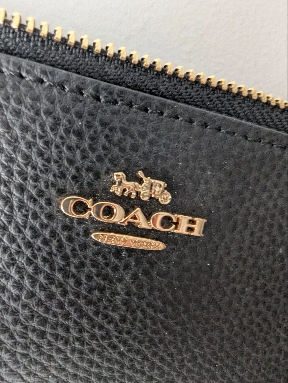 NWT Coach Black Leather Zip Wristlet